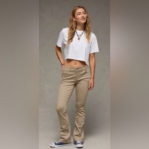 American Eagle Khaki Kick Boot Stretch pants  14 Long #10219